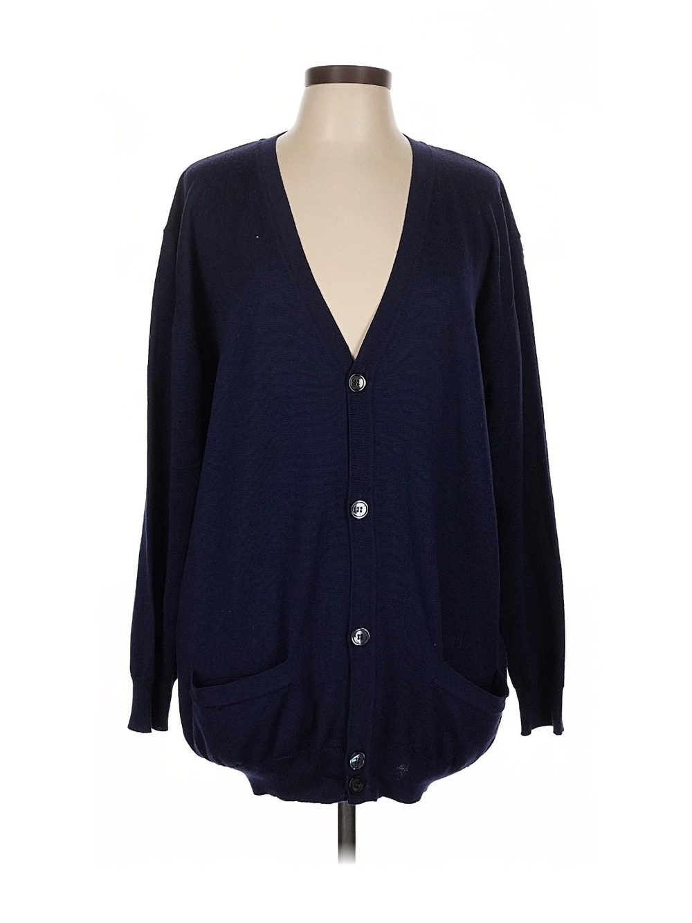 Fendi Maglia Vintage Navy Wool Cardigan, Size Large/XL